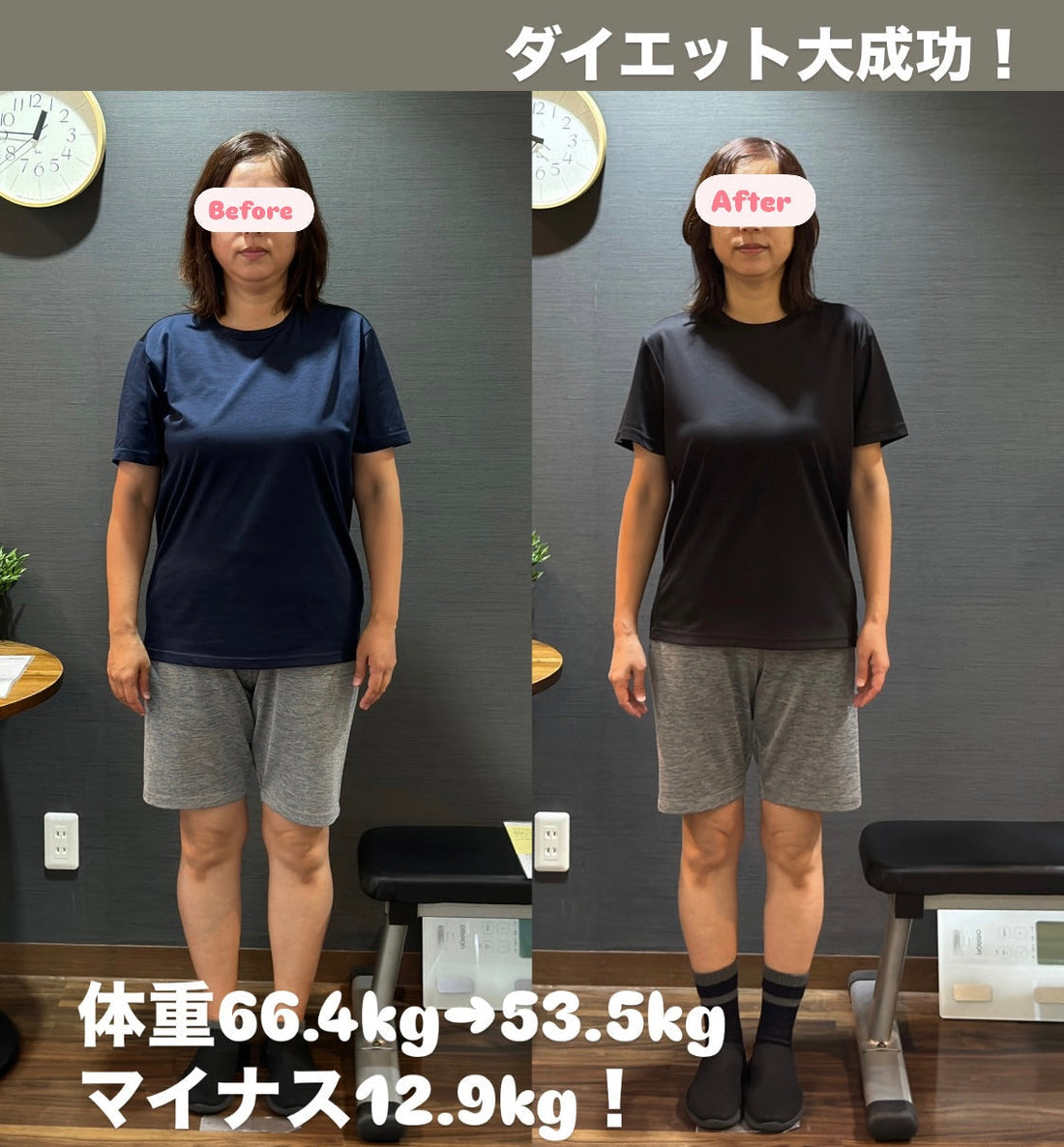 6ヶ月間お世話になり、12.9kgの減量に成功しました！