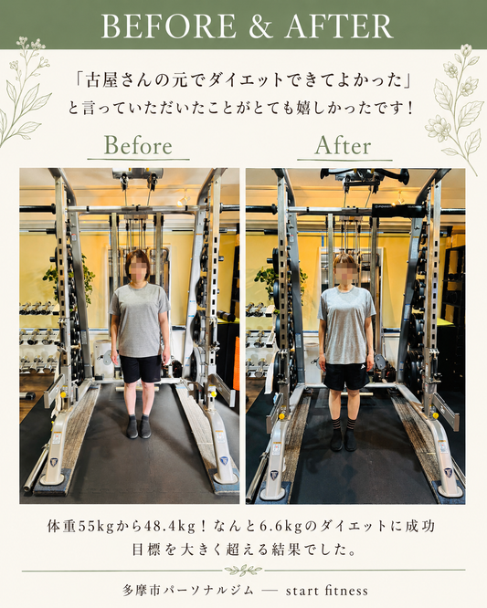 「周りからも痩せたね！」5ヶ月で-6.6kg達成。出産後の体重を戻した30代女性の記録
